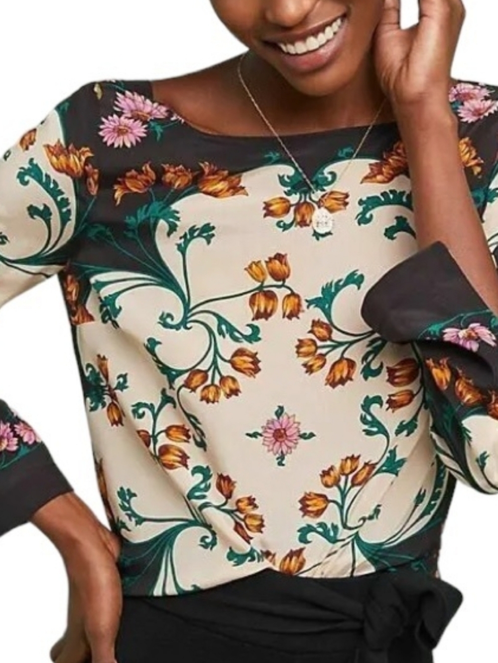 Maeve For Anthropologie Floral Silk Blouse